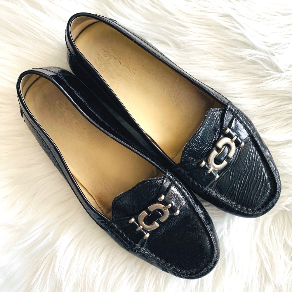 Geox Black Leather Loafer Flats